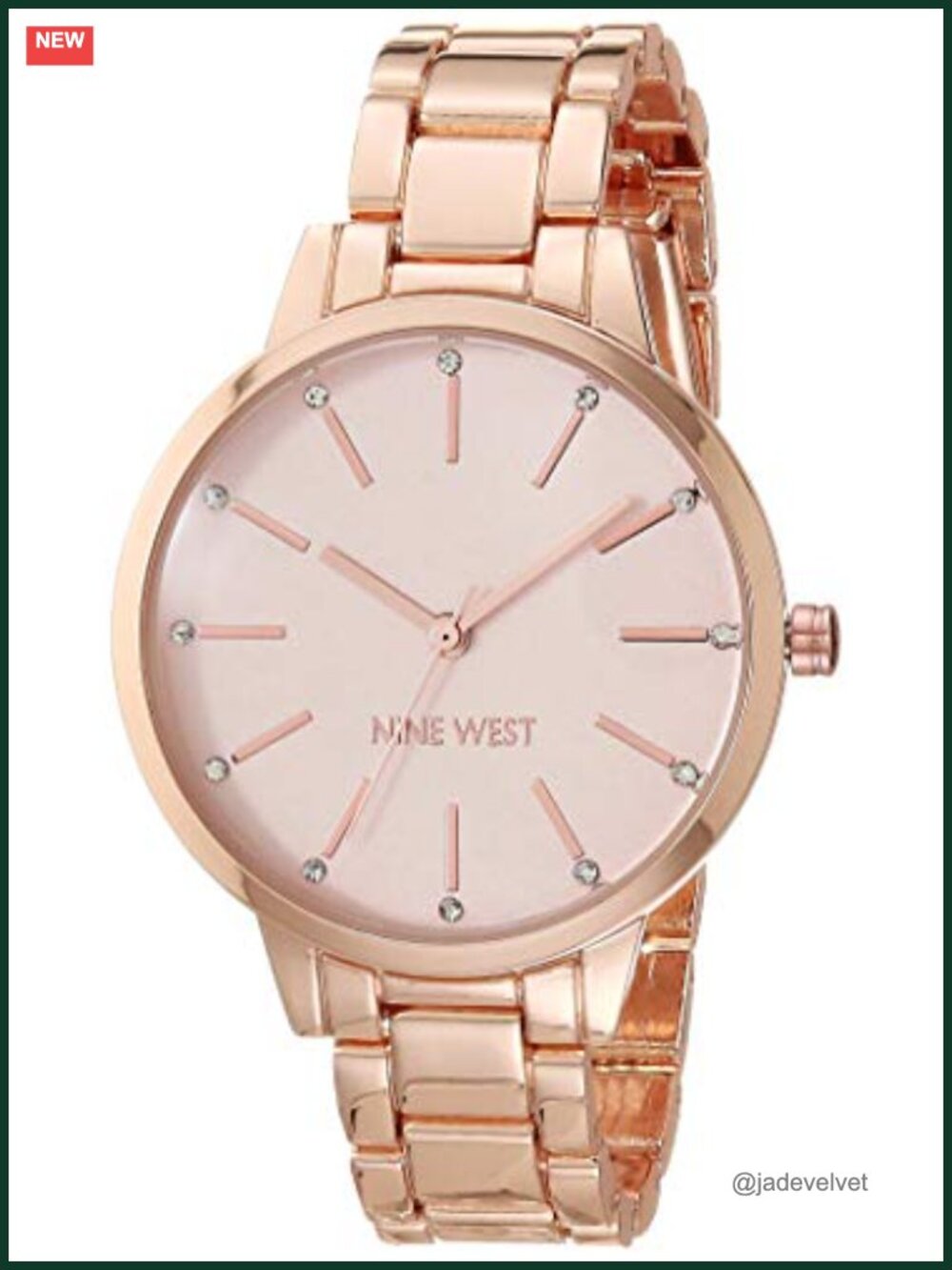 Women's Crystal Accented Bracelet Watch Rose Gold-Tone Adjustable Link